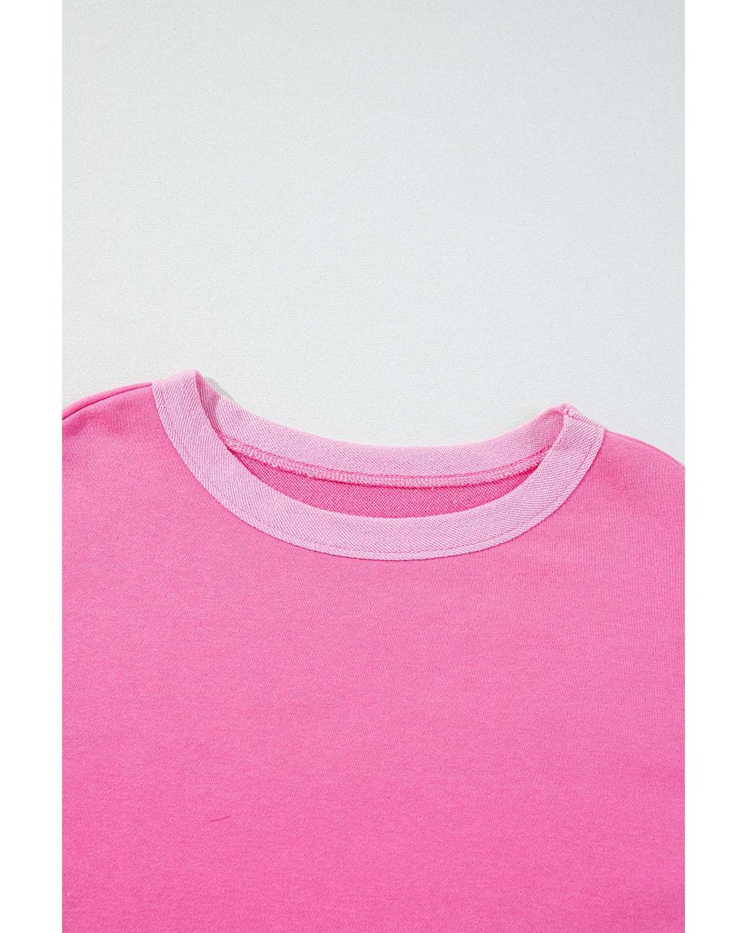 Sachet Pink High Low Patchwork Long Sleeve Top and Shorts Set - S