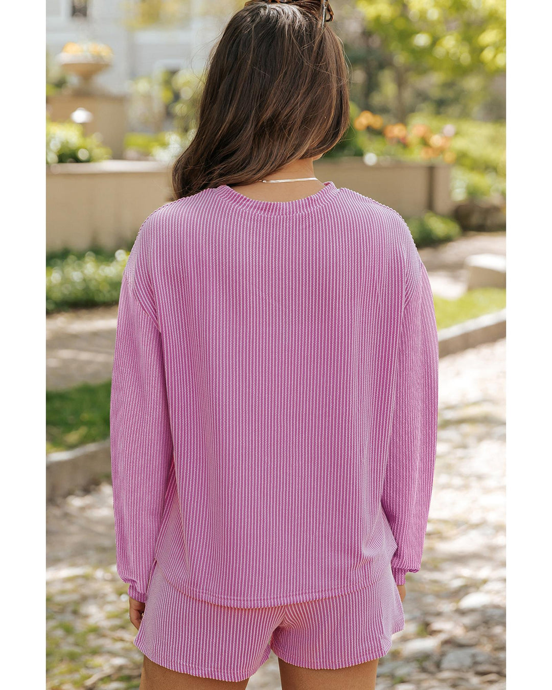 Phalaenopsis Mardi Gras Fleur de Lis Patched Corded Long Sleeve Top and Shorts - L