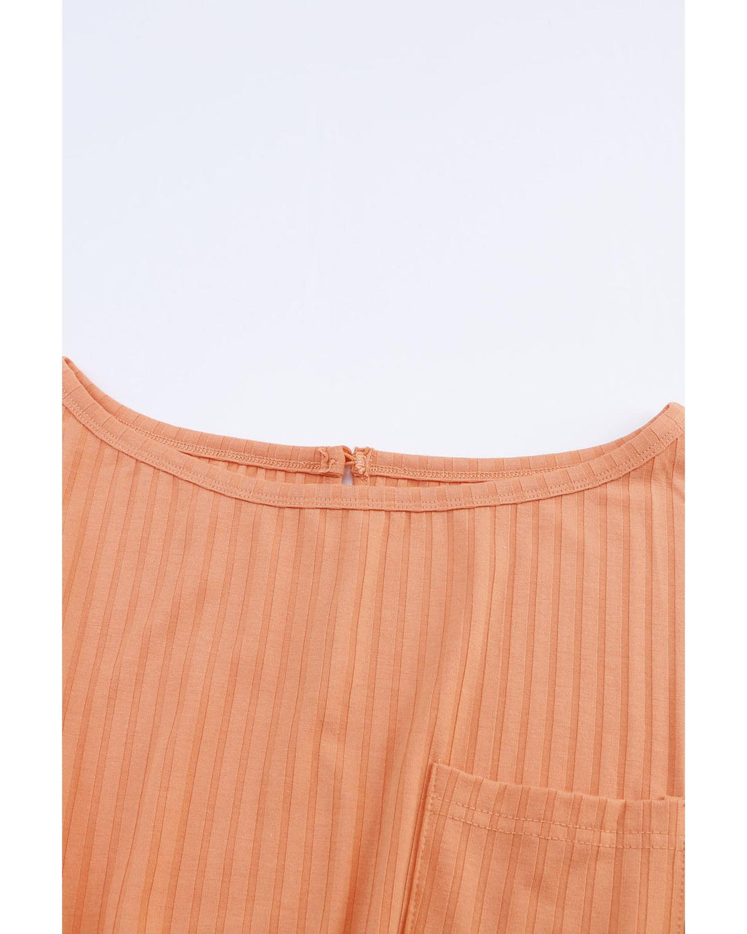 Azura Exchange Orange Ribbed Drawstring Waist Long Sleeve Romper - L