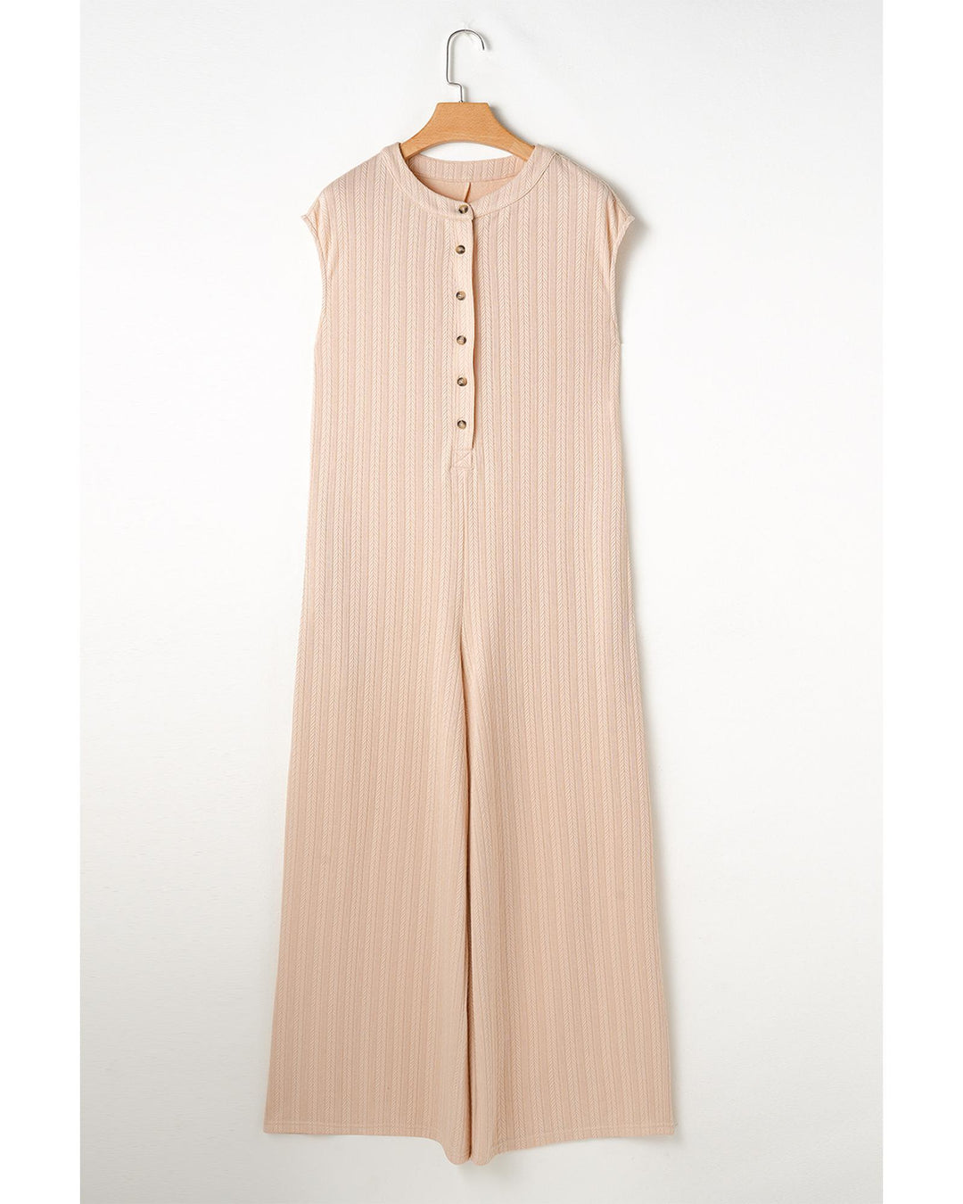 Smoke Gray Textured Buttoned Wide Leg Sleeveless Jumpsuit - M