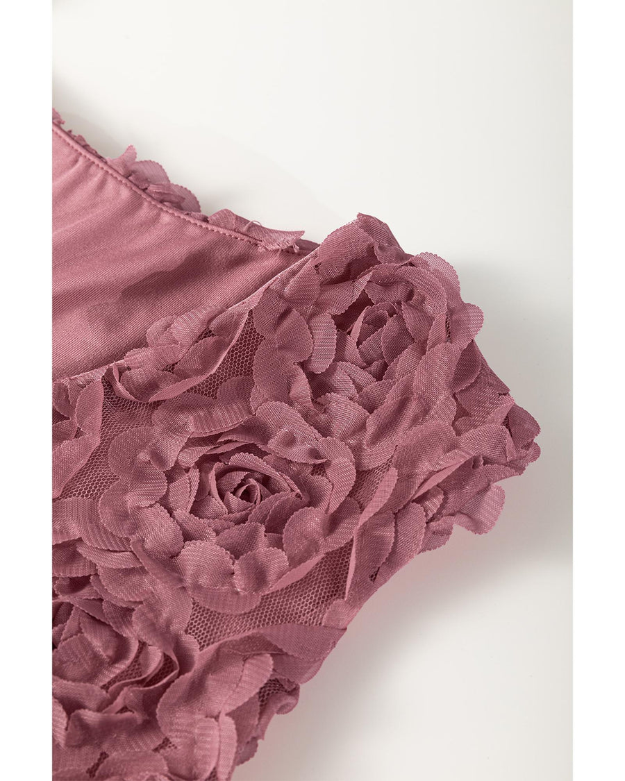 Heather Floral Textured V Neck Wrapped Sleeveless Bodysuit - M