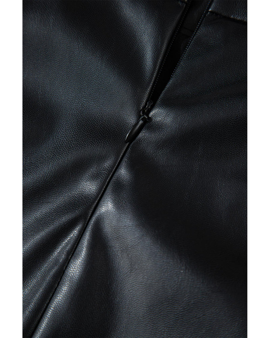 Black PU Leather Side Slits Slim Fit High Waist Mini Skirt - XL