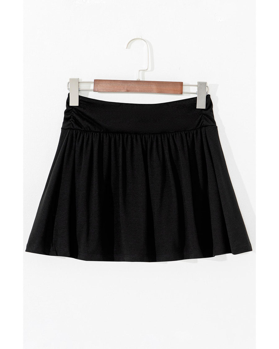 Black Wide Waistband Ruched Skort - XL