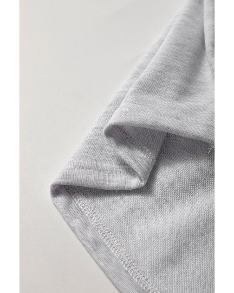 Light Grey French Terry Drawstring Mini Skort with Pockets - XL