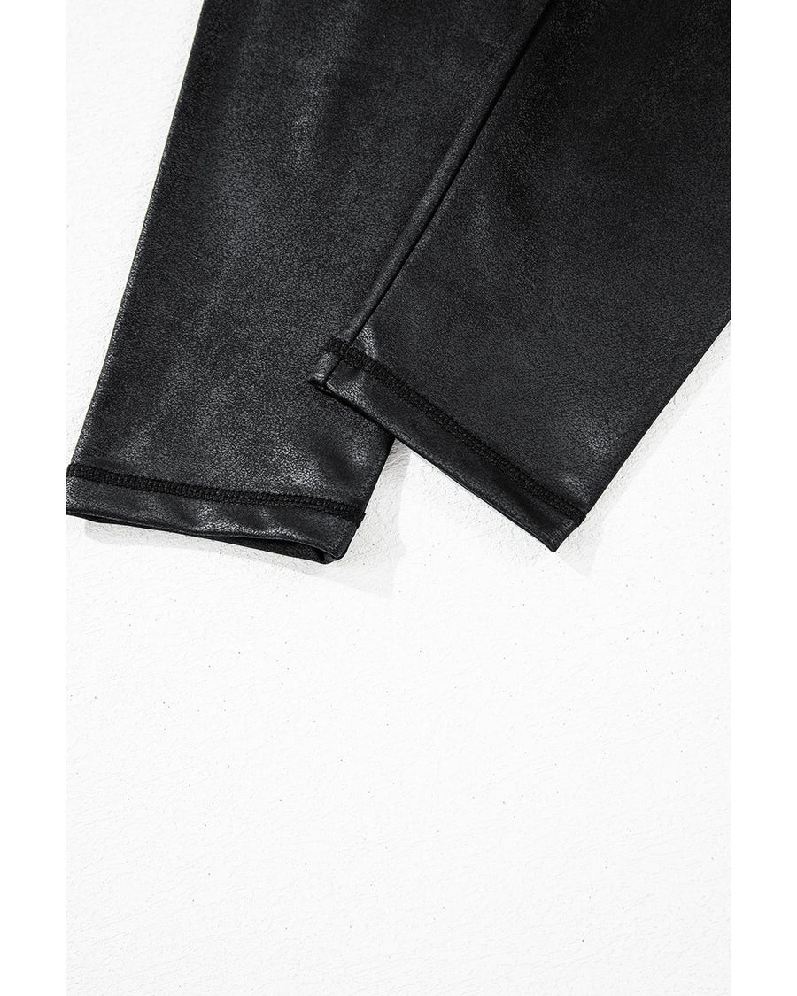 Black V Crossover High Waist Pocketed Leggings - L