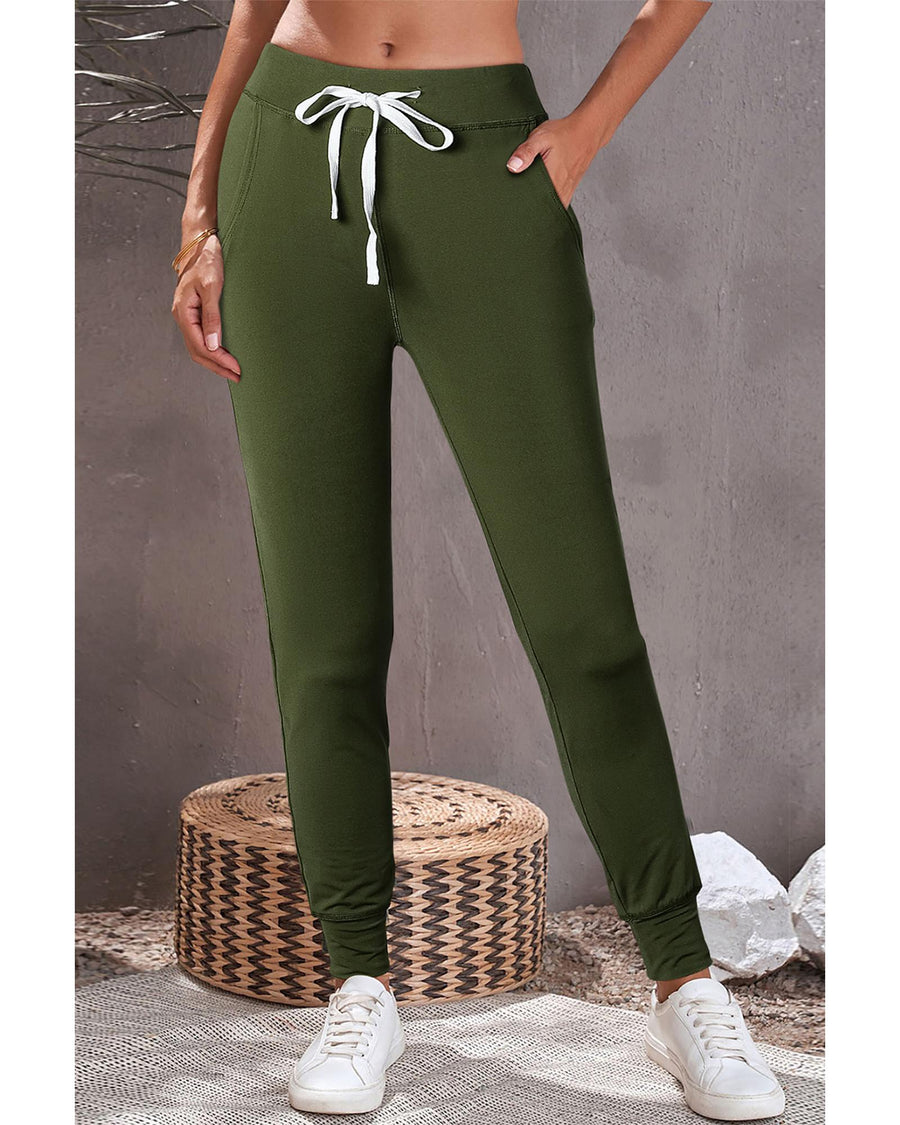 Moss Green Drawstring Waist Pocketed Joggers - XL