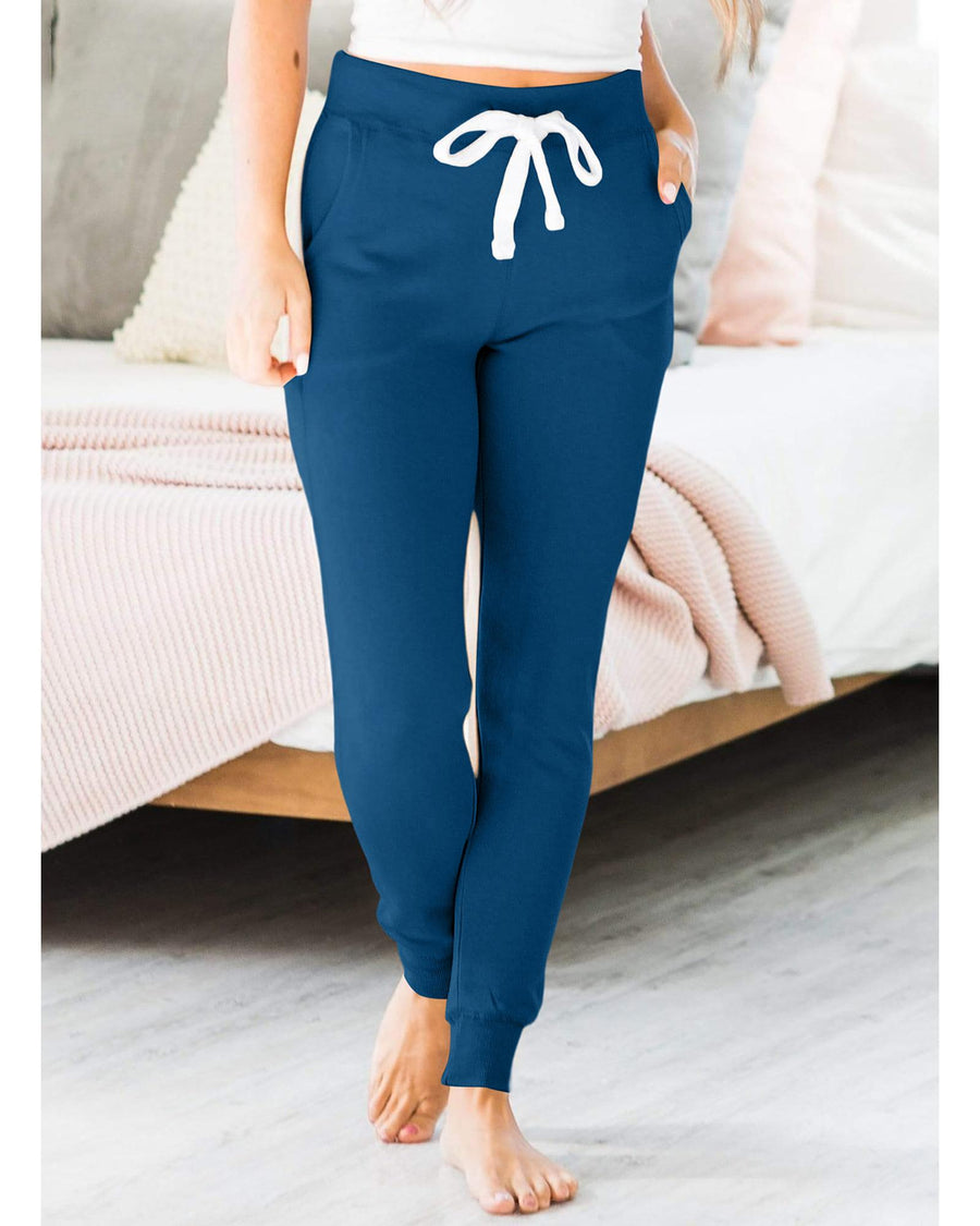 Drawstring Waist Pocketed Joggers - M