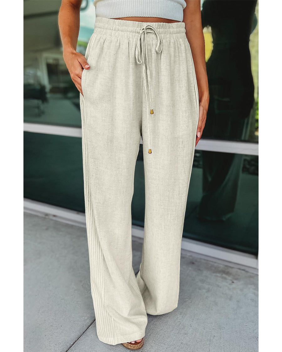Azura Exchange Striped Linen Drawstring Pants - XL
