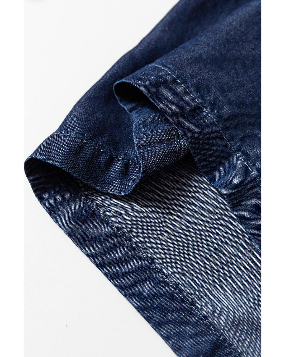 Sail Blue Side Pockets Frilled Smocked High Waist Wide Leg Jeans - S