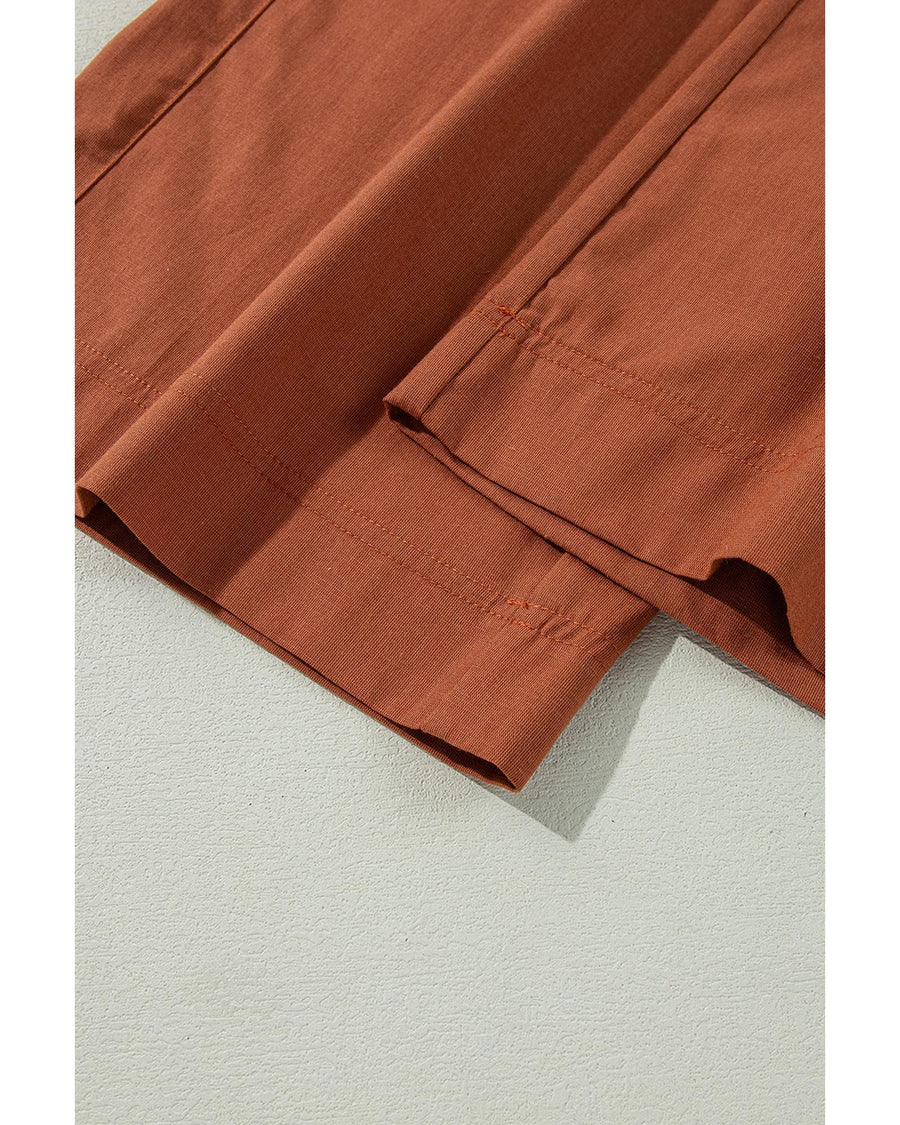 Red Dahlia Elastic Waist Pocketed Casual Straight Leg Pants - S