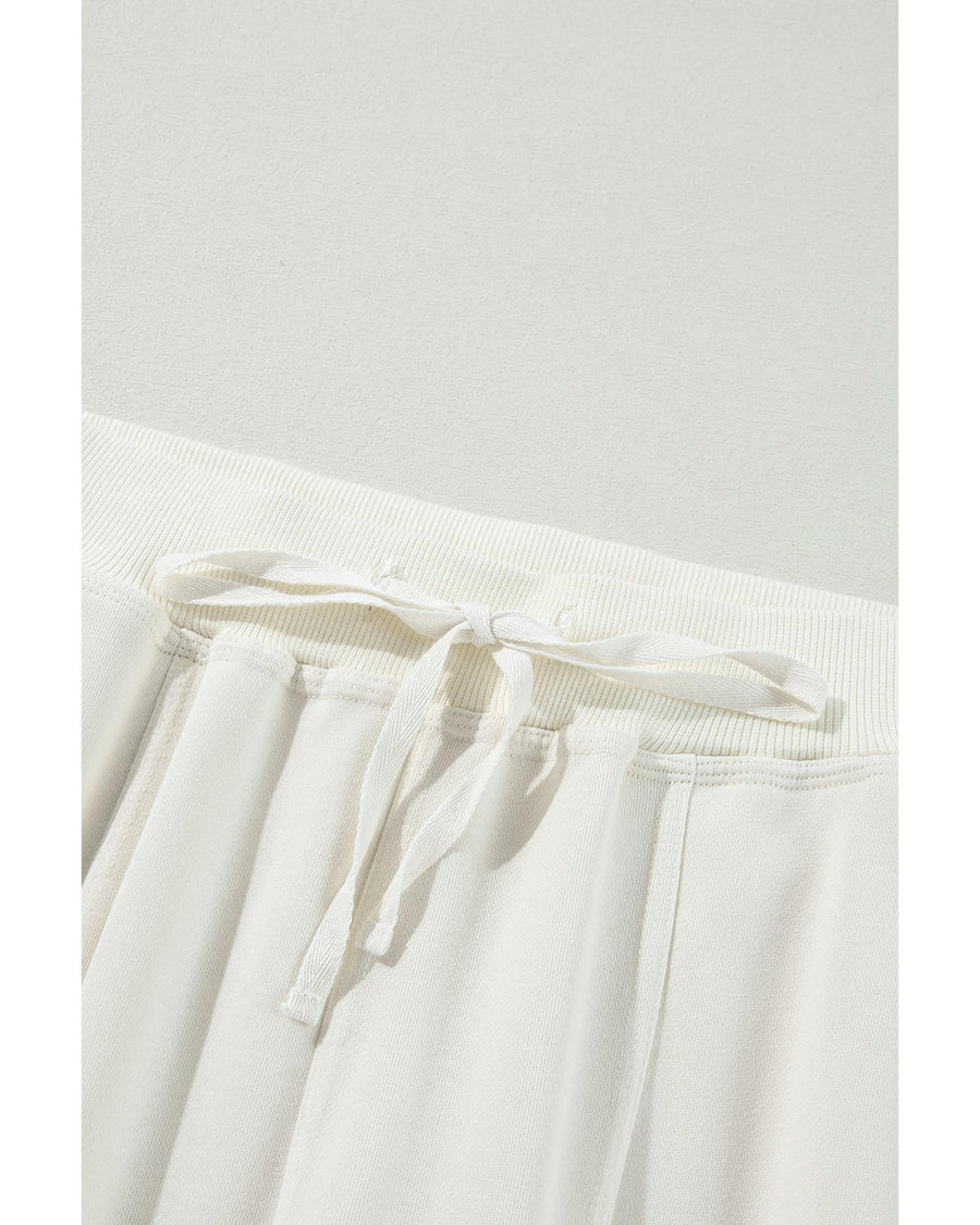 Beige Plain Cargo Pockets High Waist Casual Sweatpants - XL