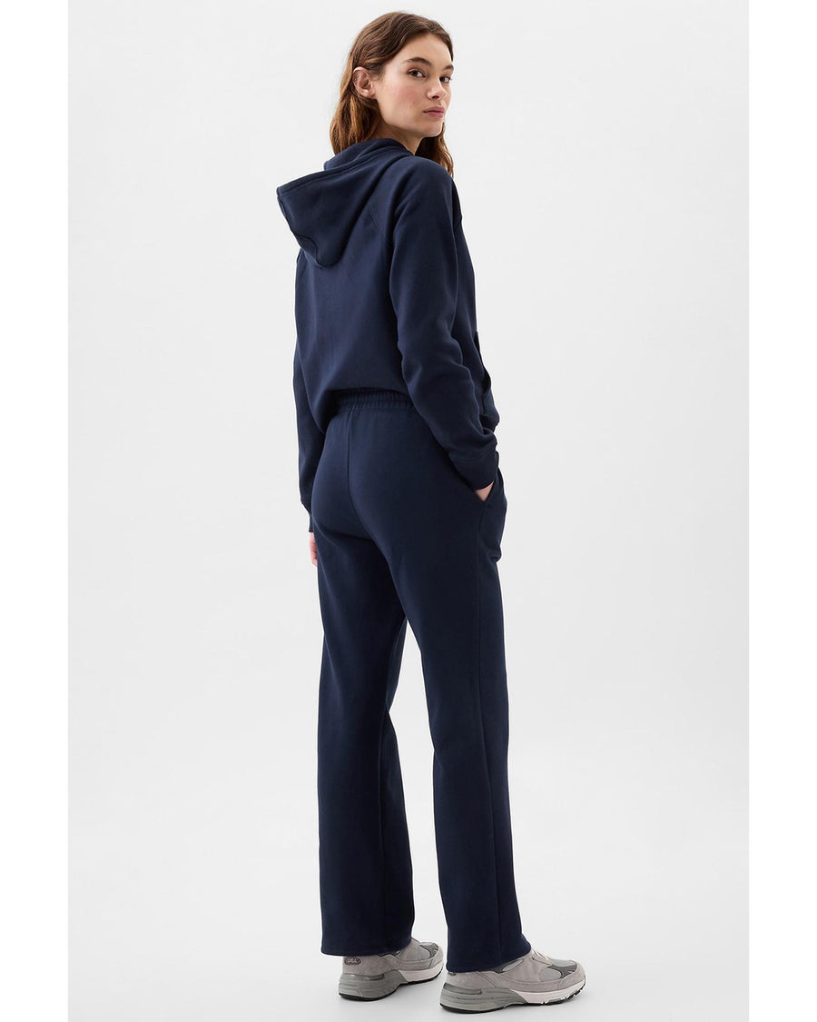 Navy Blue Solid Color Drawstring Waist Casual Straight Pants - L