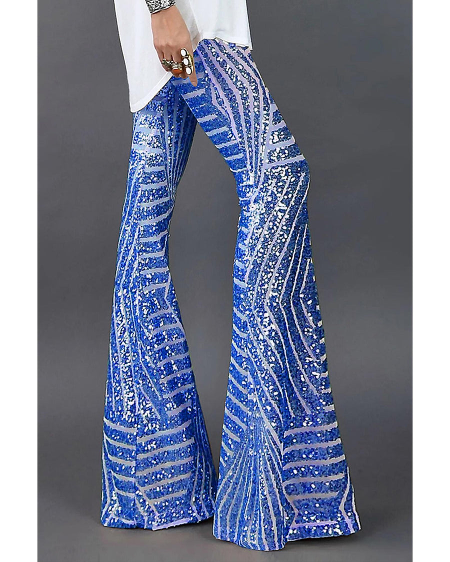 Blue Sequin Wide Leg Pants - 2XL