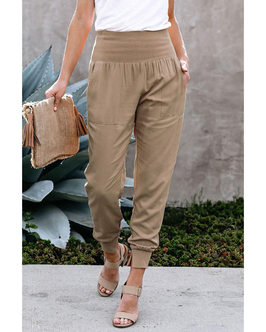 Khaki Pocketed Casual Joggers - M