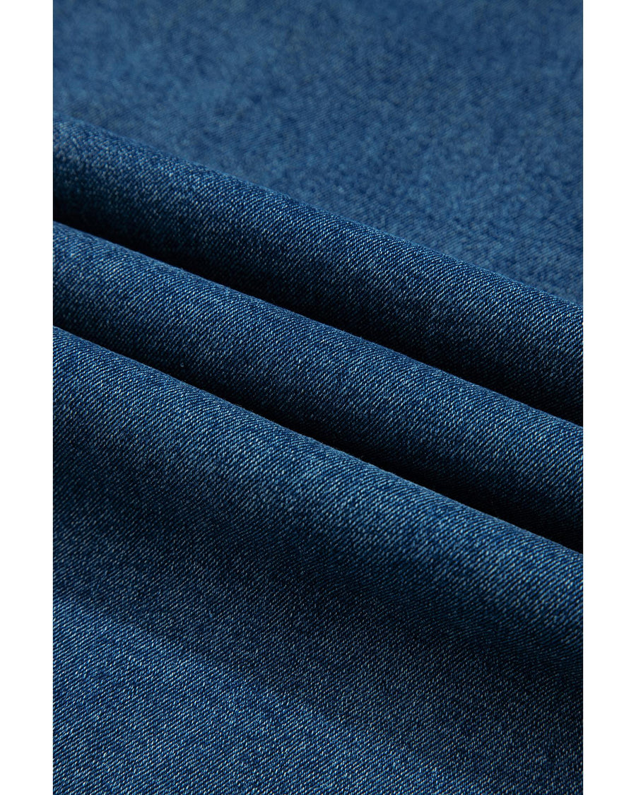 Dusk Blue Adjustable Tie Straps Cropped Wide Leg Denim Overalls - S