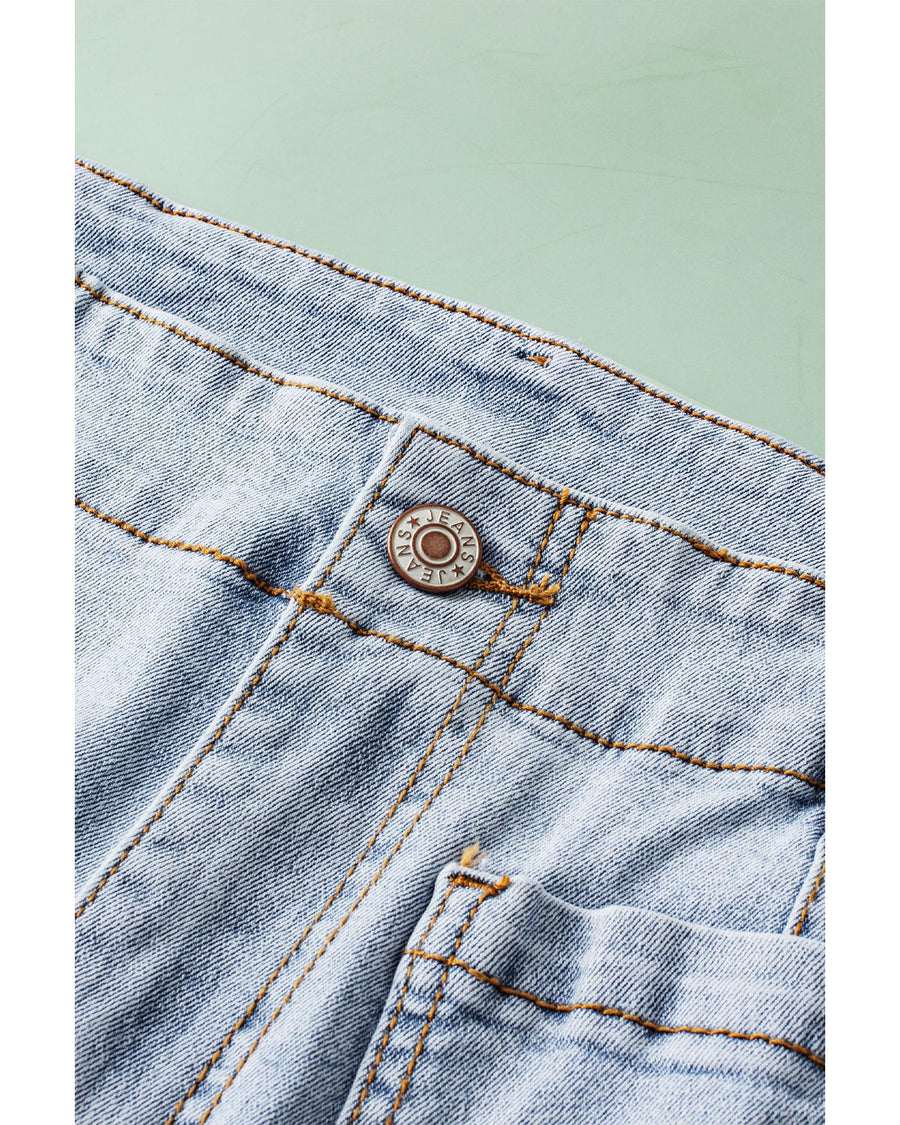 Beau Blue Acid Wash Contrast Edge Pocketed Cropped Jeans - 12 US