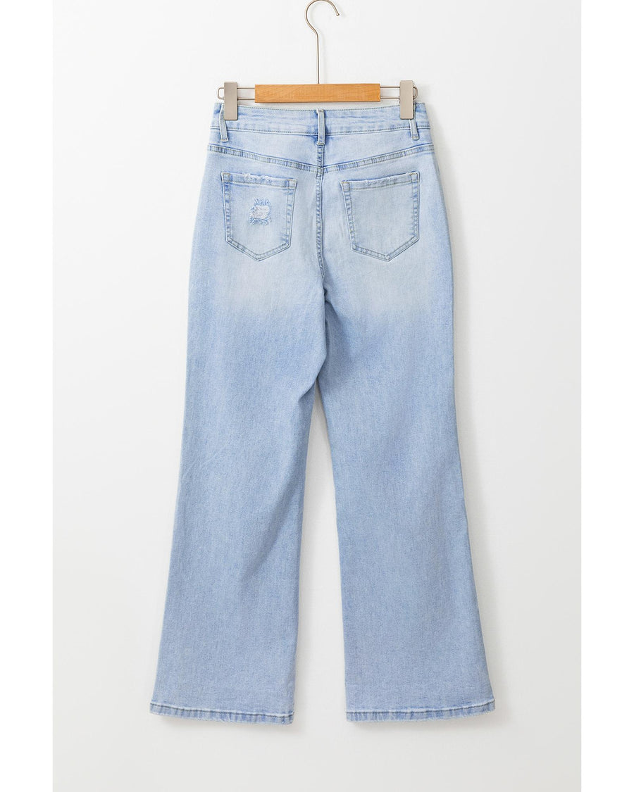 Beau Blue Vintage Light Wash Distressed Flare Jeans - 10 US