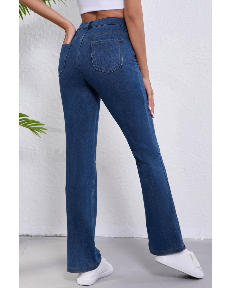 Ashleigh Blue Mid Waist Stretchy Knit Casual Bootcut Jeans - L