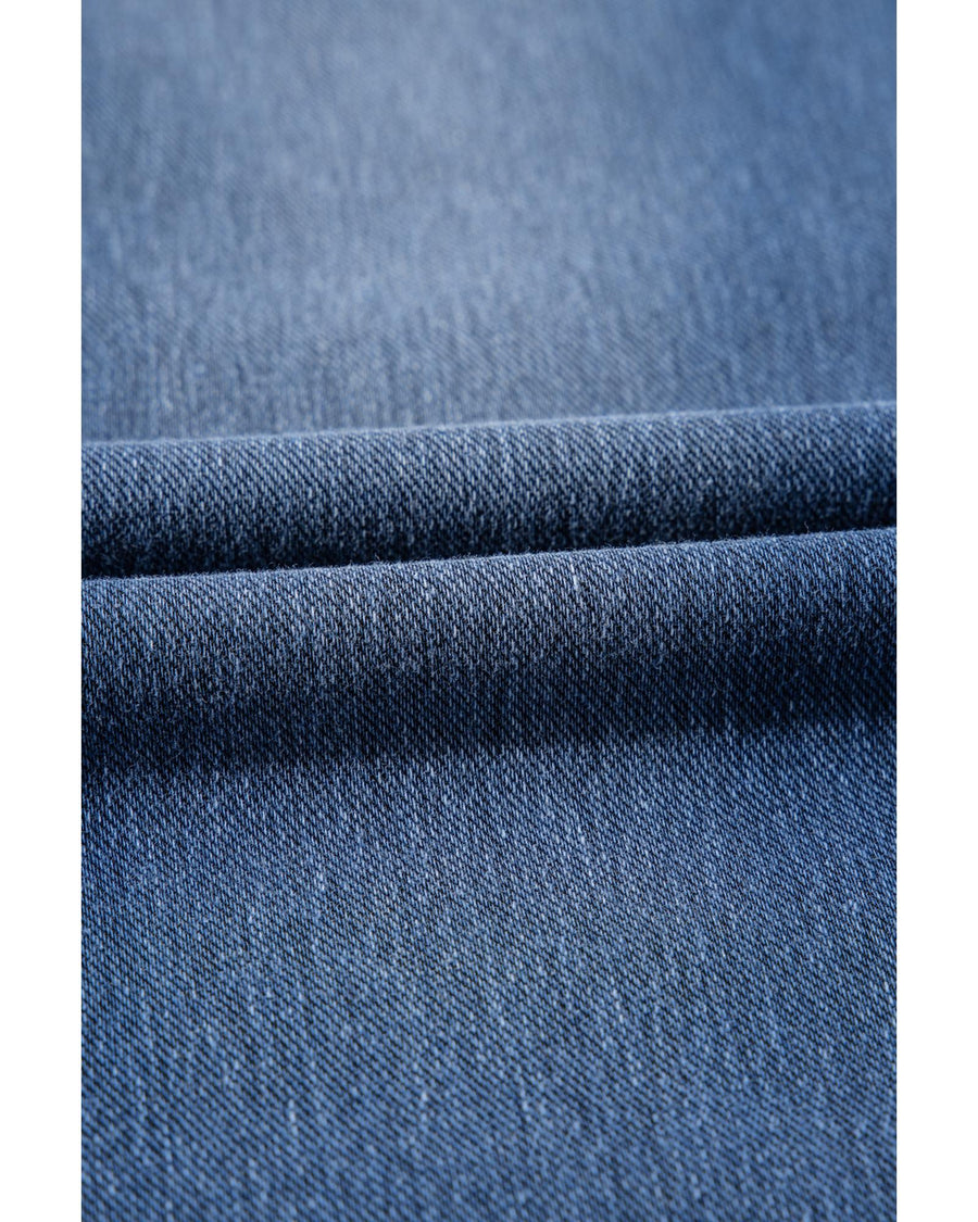 Navy Blue Skinny Elastic Waist Ankle Length Mid Waist Jeggings with Pockets - L