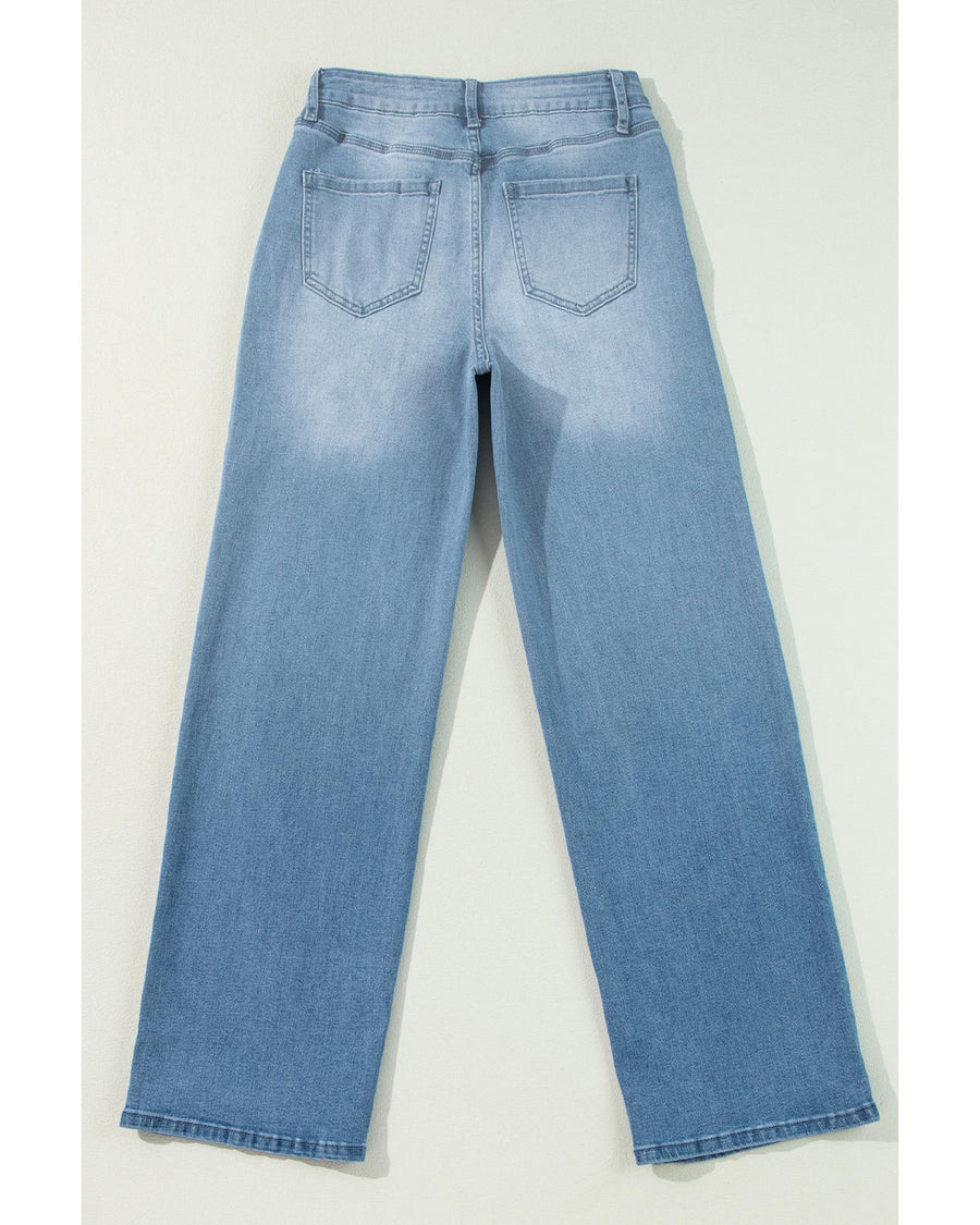 Myosotis High Rise Shift Slit Leg Straight Jeans - 4 US
