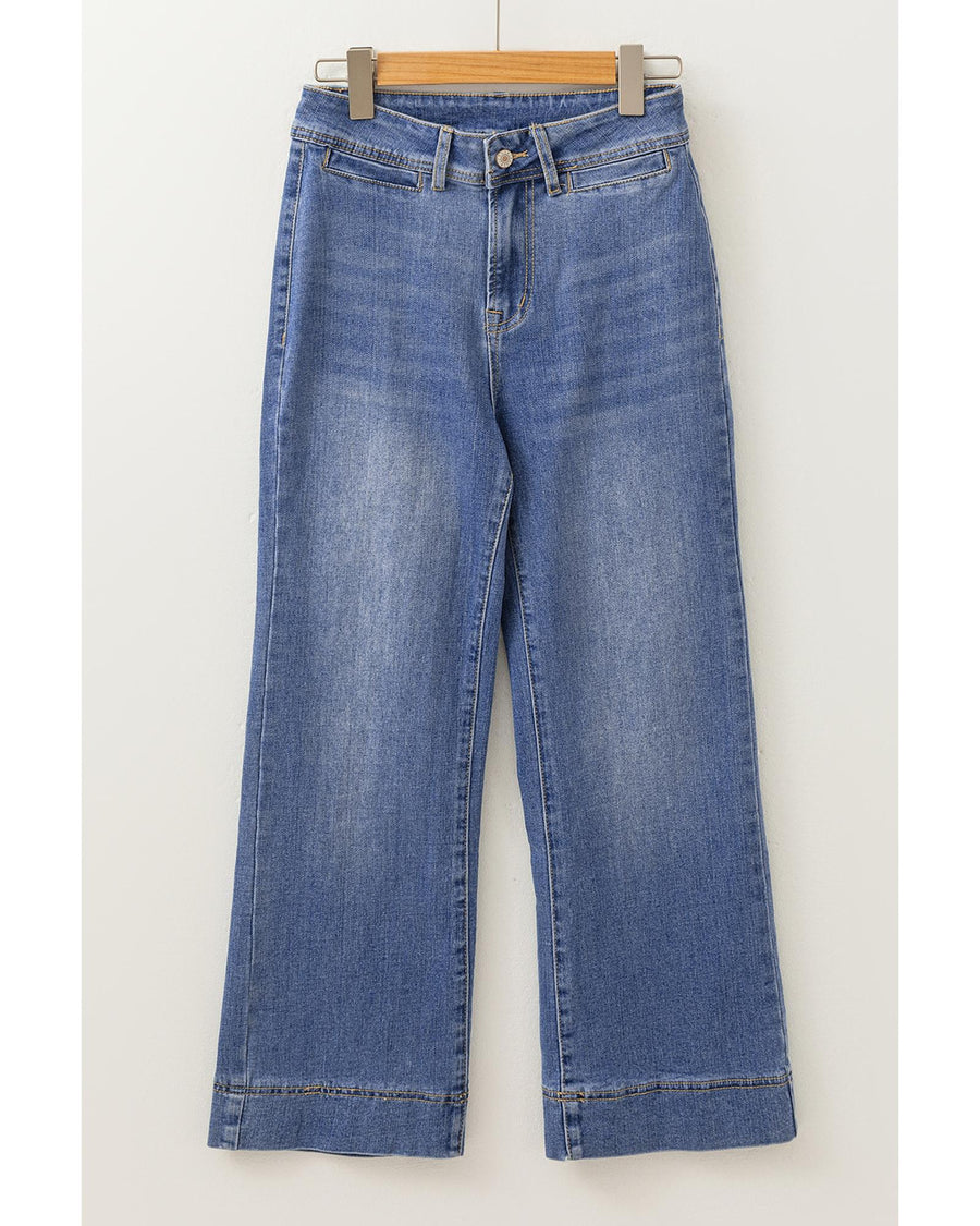 Ashleigh Blue Mineral Wash High Waist Bell Bottom Crop Jeans - 10 US