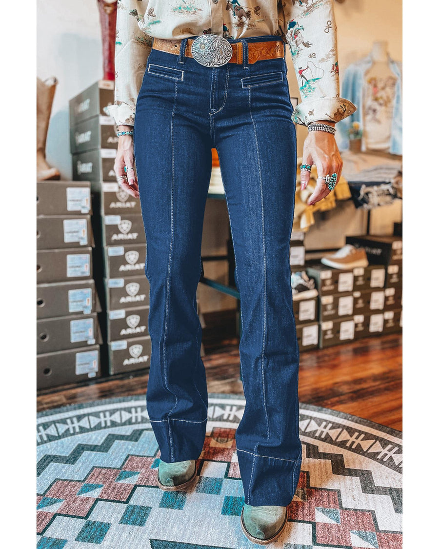 Sail Blue Center Seam Deep Wash Straight Jeans - 16 US