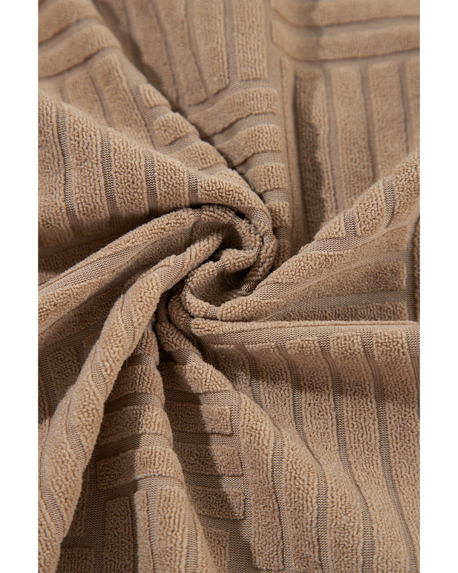 Dark Khaki Textured Chest Pocket Button-up Shacket - L