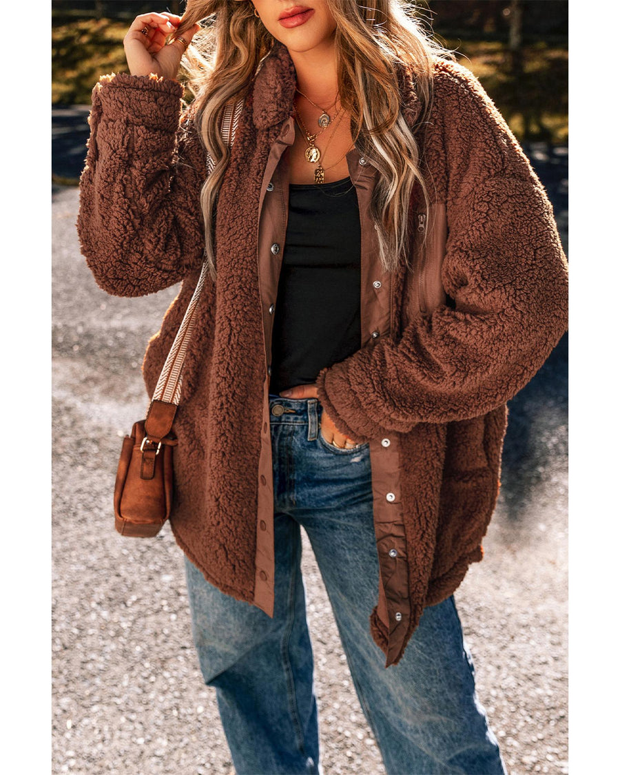 Red Clay Faux Shearling Teddy Bear Jacket - M