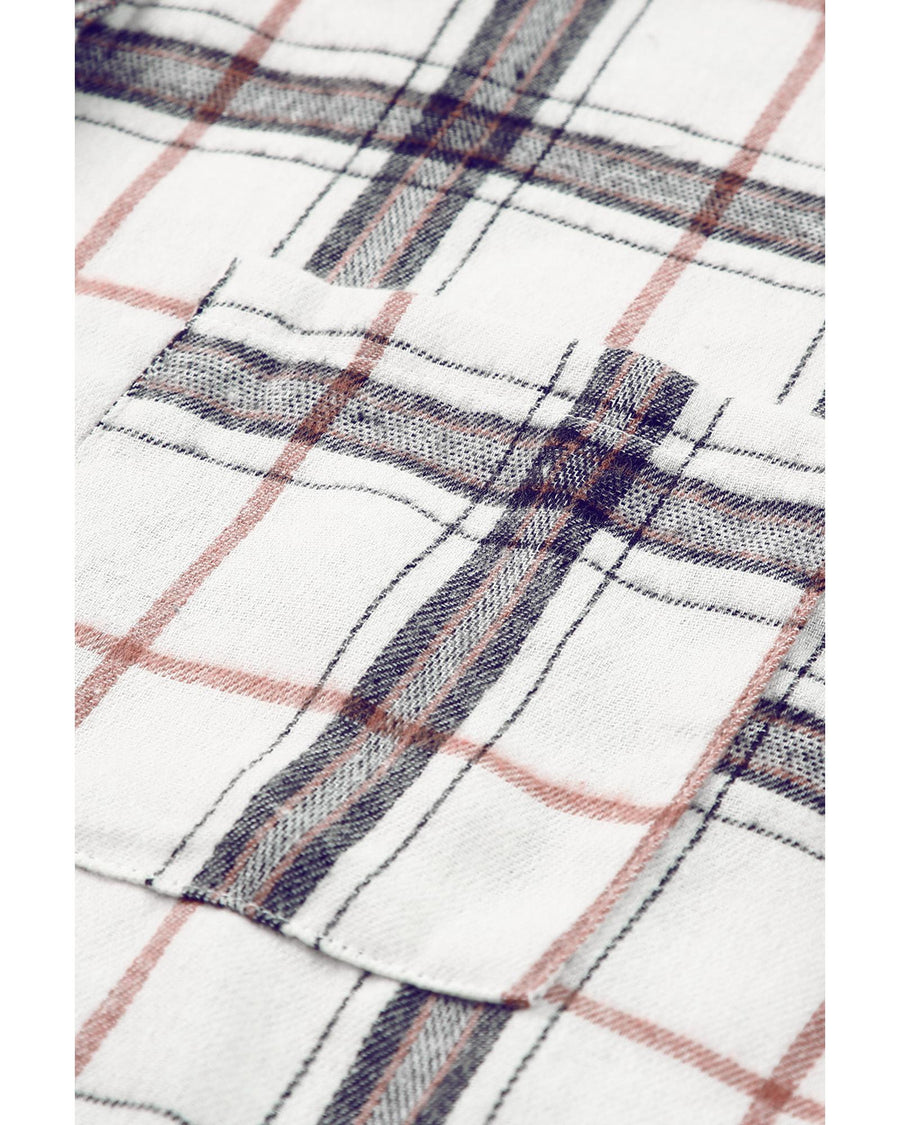 Azura Exchange White Oversized Plaid Pattern Shacket with Slits - L