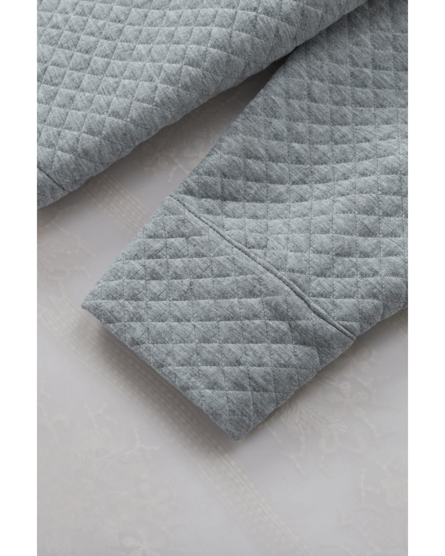 Gray Retro Quilted Flap Pocket Button Shacket - 2XL