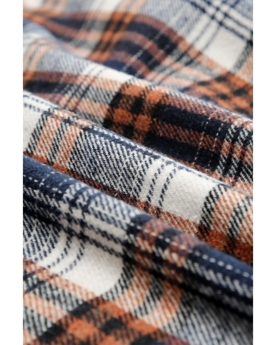 Plaid Pattern Sherpa Lined Hooded Shacket - 2XL