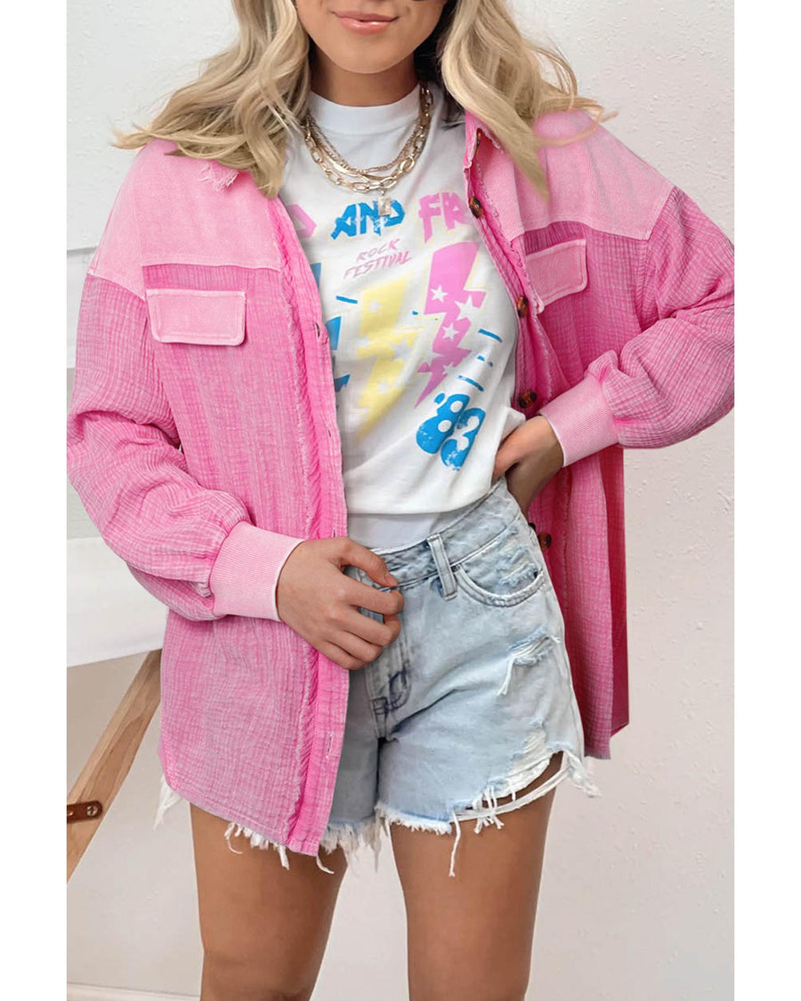 Rose Mineral Washed Cotton Shacket - XL