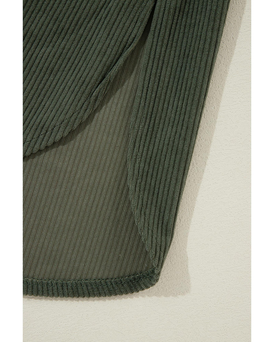 Jungle Green Oversized Corduroy Contrast Hooded Shacket - XL