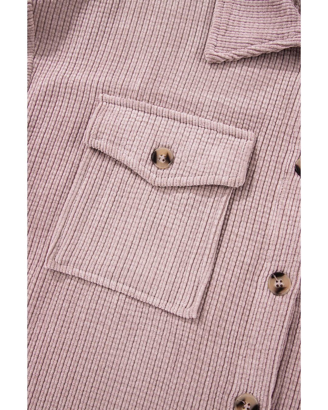 Light Pink Corduroy Flap Pocket Button Up Shacket - XL