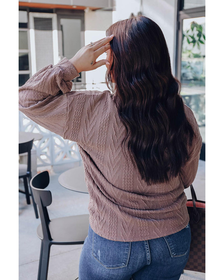 Plus Size Textured Knit Zip Neck Pullover - 1X