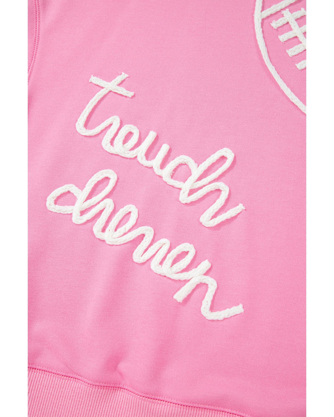Pink Touch Down Rugby Football Embroidered Plus Size Sweatshirt - 4X