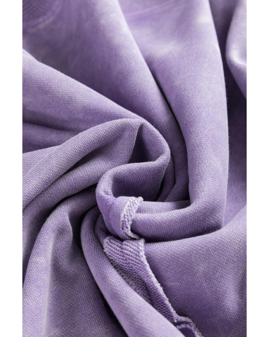 Orchid Petal Textured Patchwork Frilled Trim Plus Size Pullover Sweatshirt - 1X