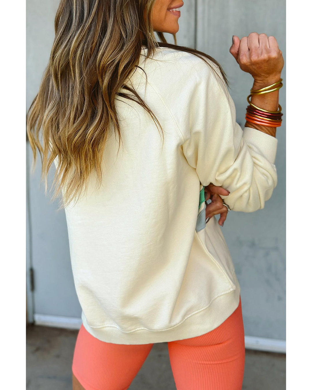 white Rainbow Raglan Sleeve Crew Neck Plus Size Sweatshirt - 3X