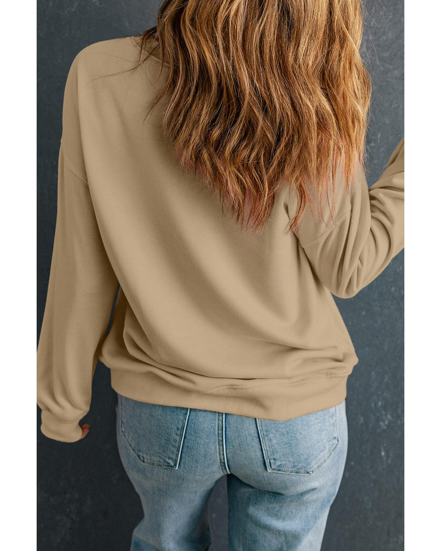 Apricot Bow Turkey Printed Plus Size Pullover Sweatshirt - 2X