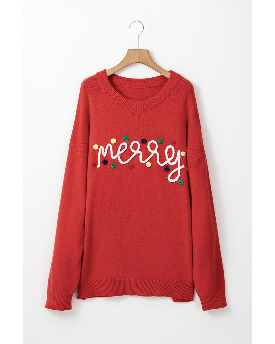 Fiery Red Merry Graphic Christmas Plus Size Sweater - 4X