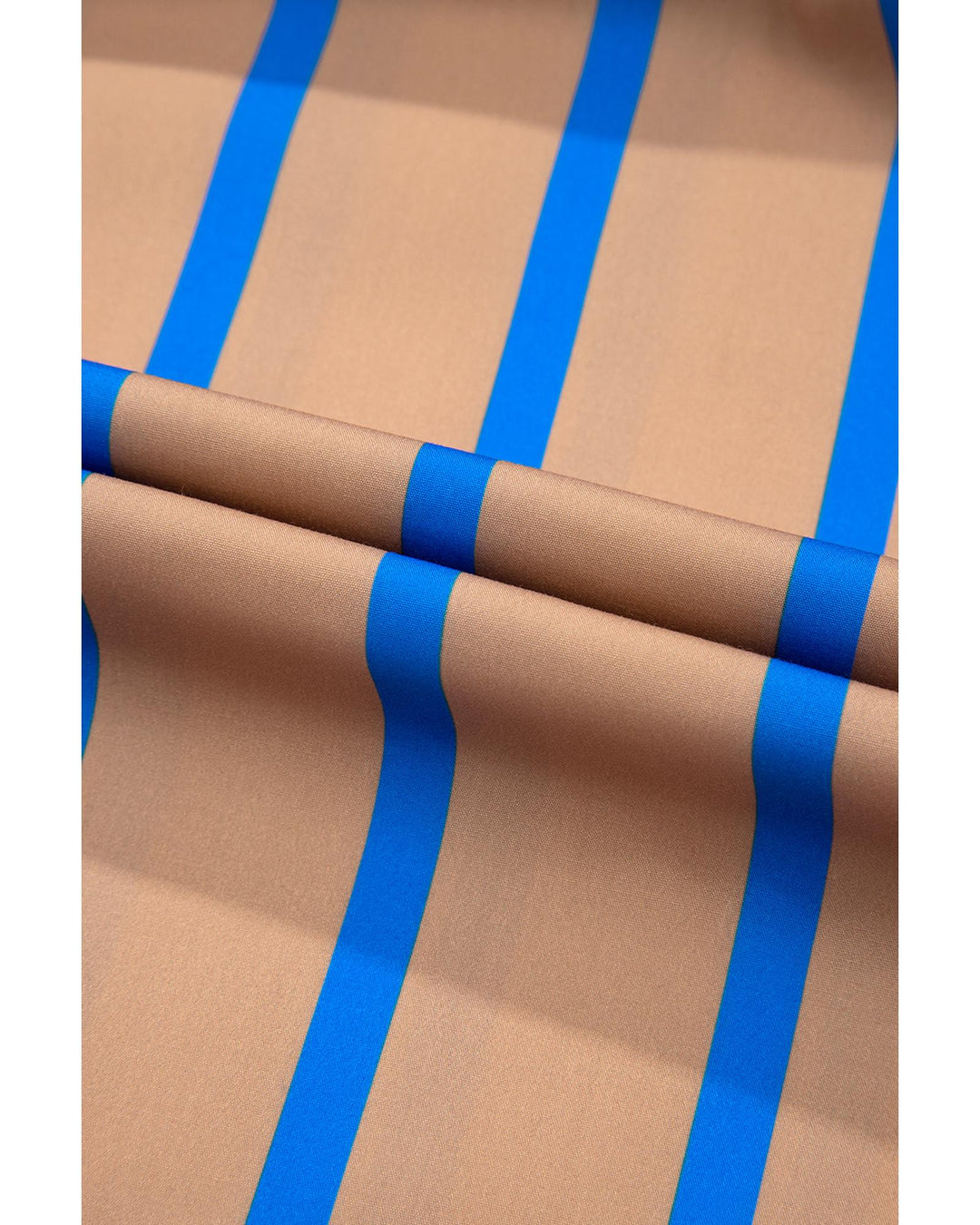 Khaki Stripe Contrast Striped Print 3/4 Sleeve Babydoll Plus Size Dress - 1X