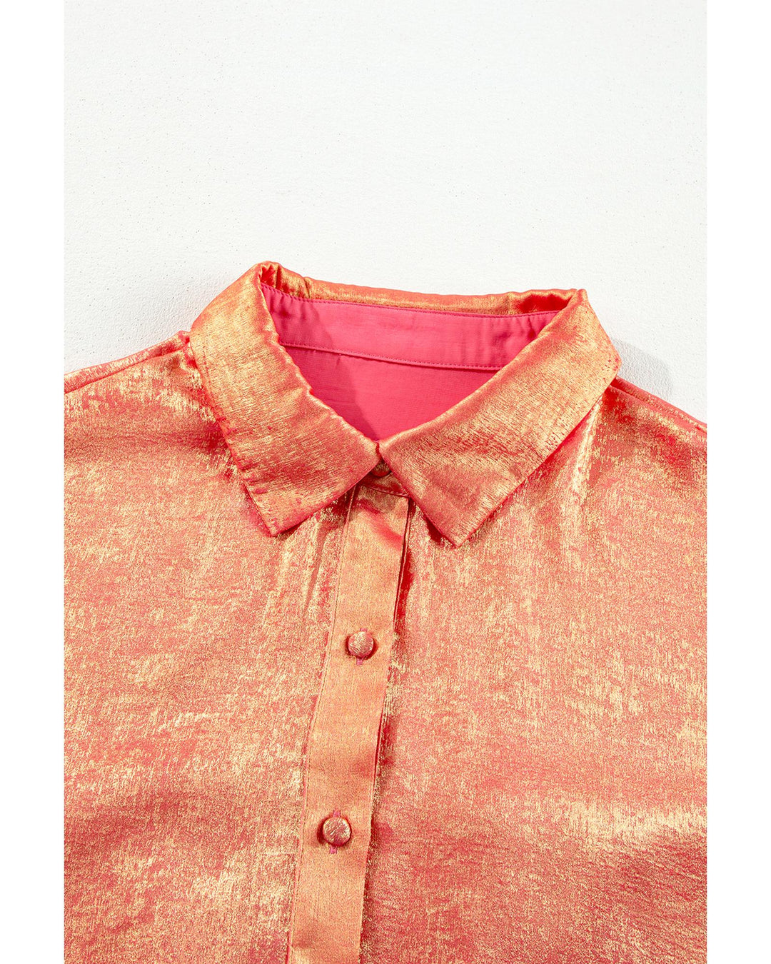 Peach Blossom Metallic Balloon Sleeve Shirt Plus Size Mini Dress - 3X