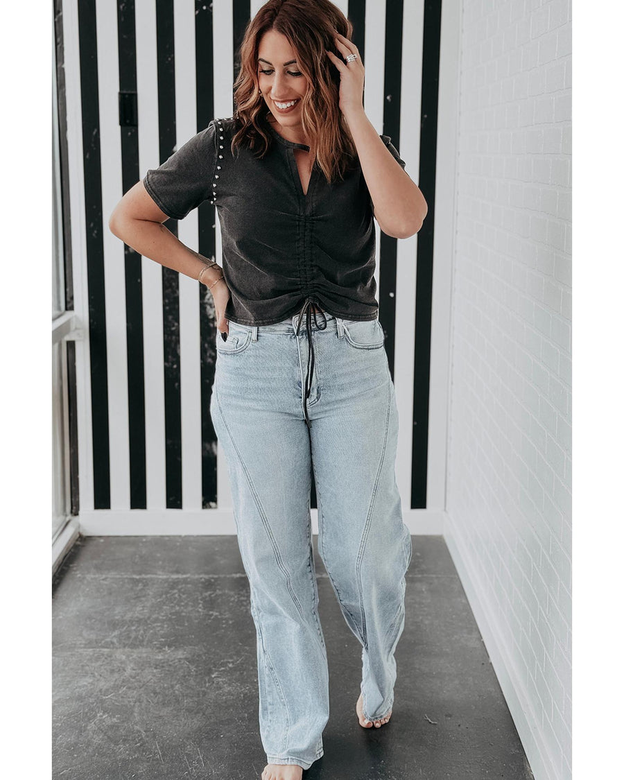 Beau Blue Light Wash Exposed Seam Plus Size Jeans - 1X