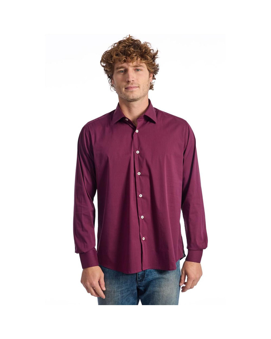 Baldinini Trend Men's Burgundy Cotton Shirt - XL