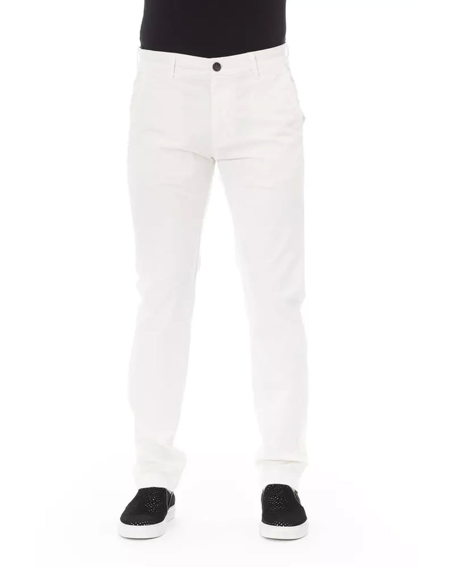 Solid Color Chino Trousers with Zipper and Button Closure W32 US Men