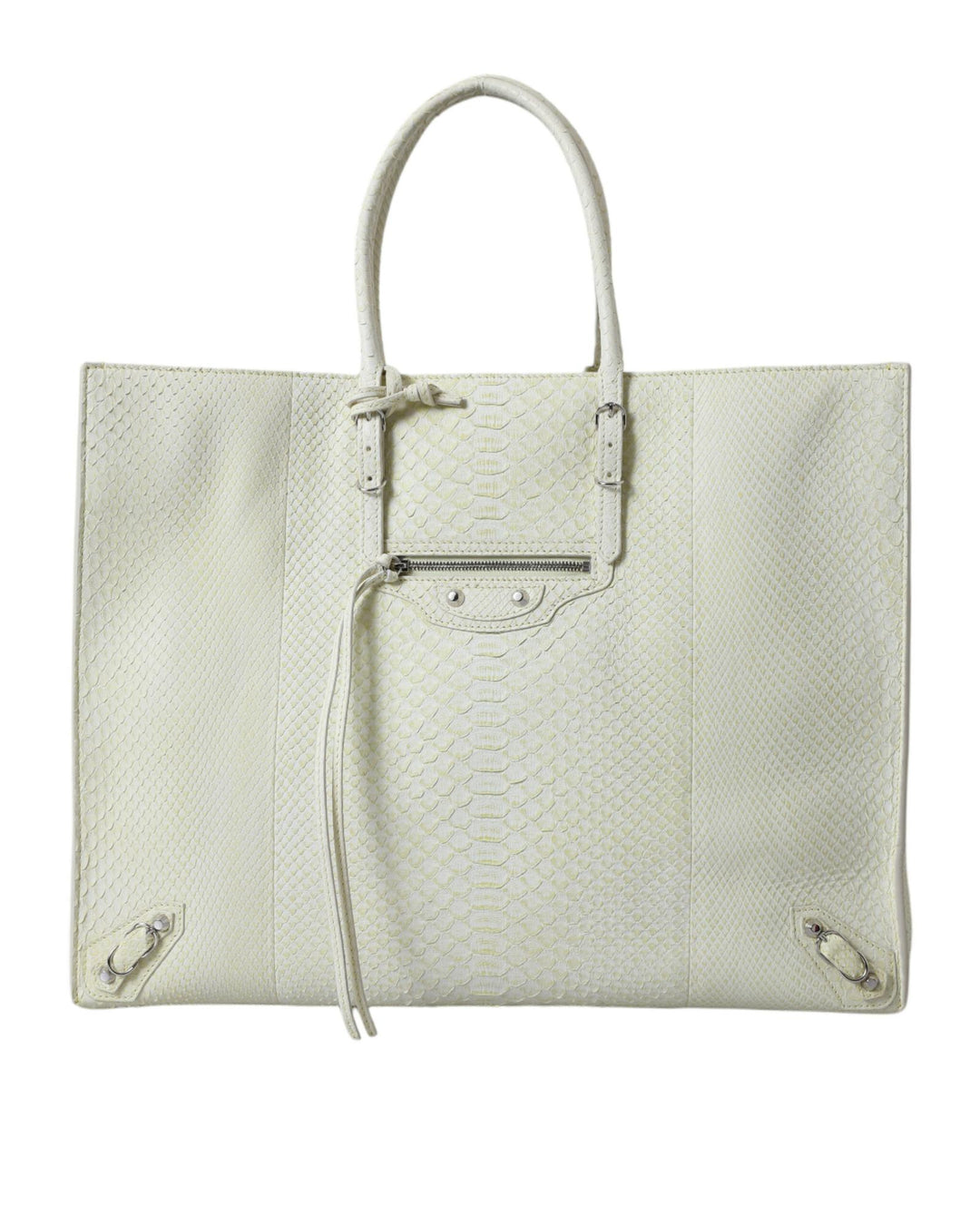 Balenciaga Women's Chic Python Leather Tote in White & Yellow - One Size