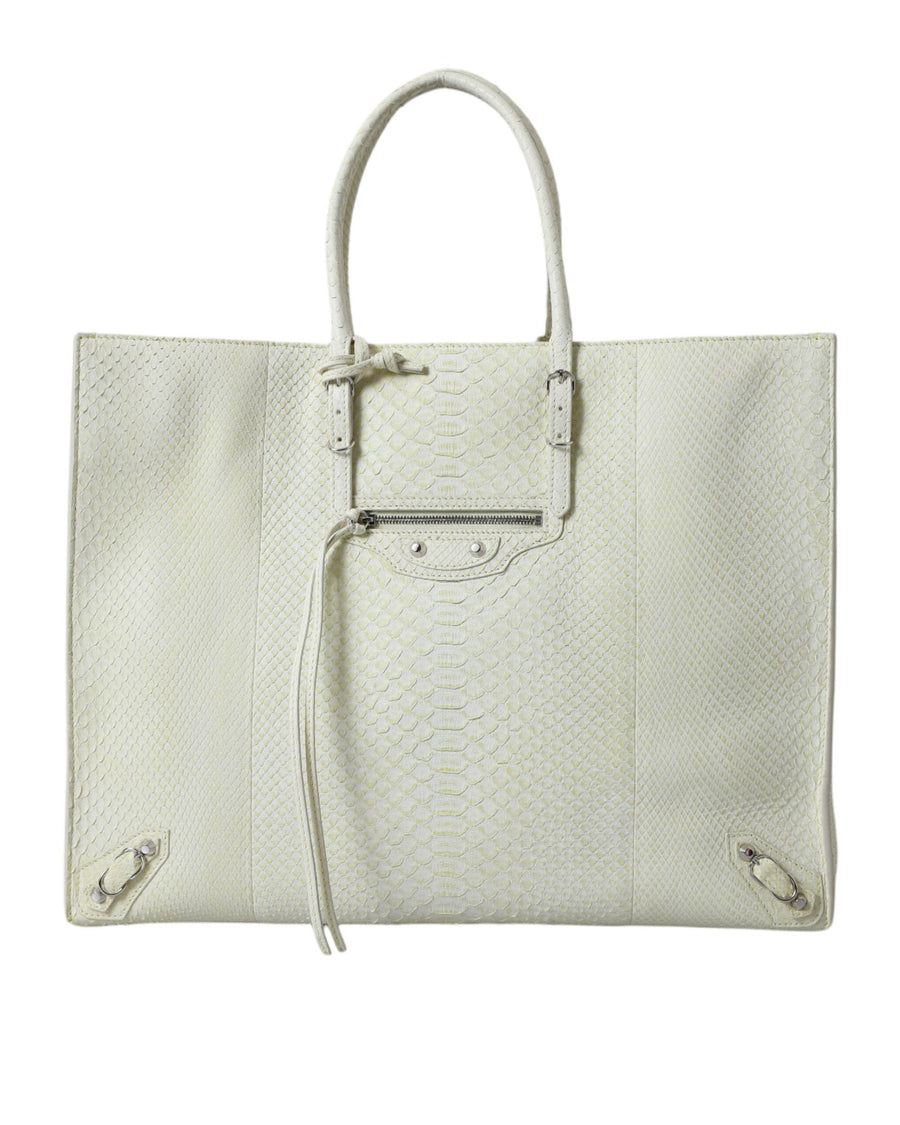 Balenciaga Women's Chic Python Leather Tote in White & Yellow - One Size
