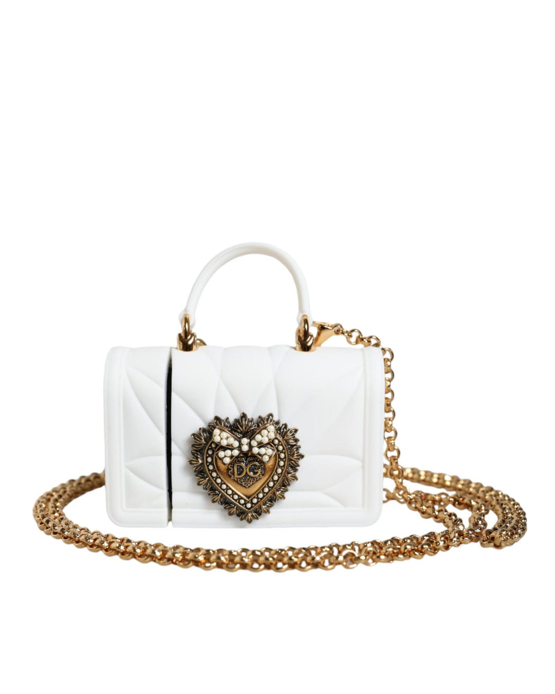 Dolce & Gabbana Women's White Silicone Devotion Heart Cover Hand Bag Airpod Case - One Size
