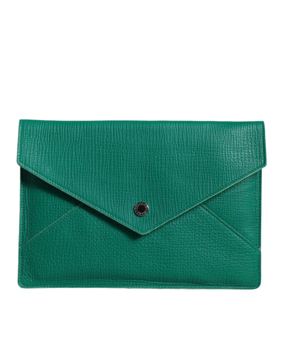 Dolce & Gabbana Women's Green Leather Handbag Clutch Mini Purse Pouch Tablet Case - One Size