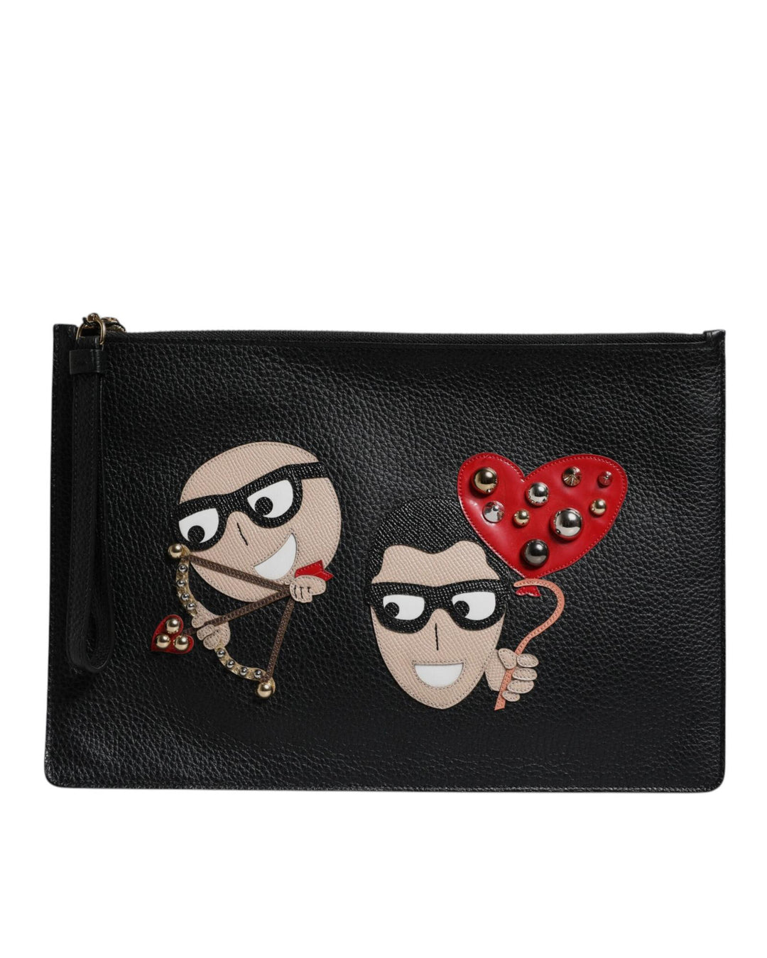 Dolce & Gabbana Women's Black #DGFamily Embellished Leather Clutch Bag - One Size